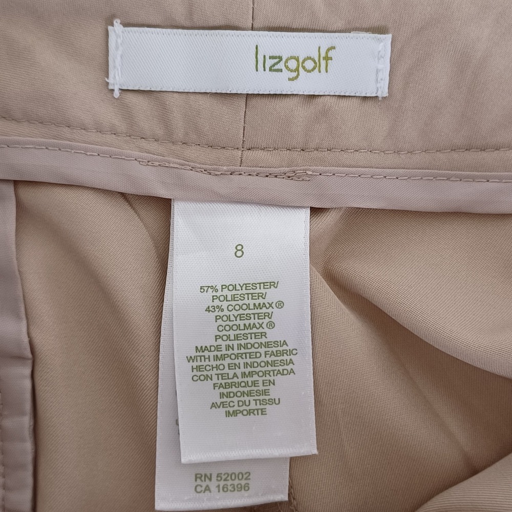 Lizgolf Liz‎ Claiborne Tan Coolmax Performance Golf Shorts Womens Size 8 Khaki - Picture 2 of 10